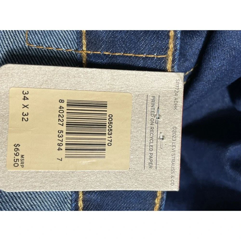 NWT Levi's 505 Regular Fit Stretch‎ Jeans 34x32 Eco Ease Straight Leg Dark Wash